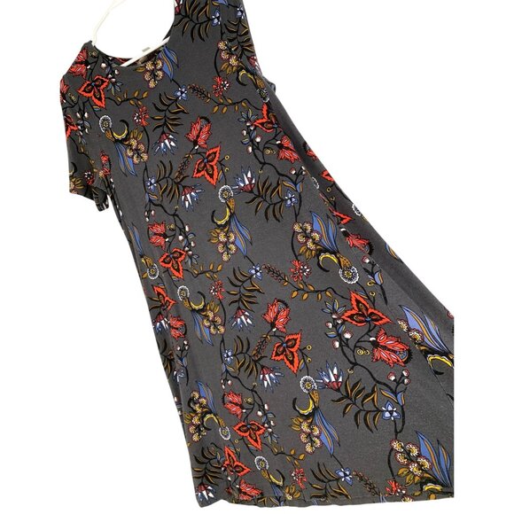 Loft Petite Gray Floral Short Sleeve A-Line Shirt Dress MP RAA10419 GUC - Picture 1 of 7